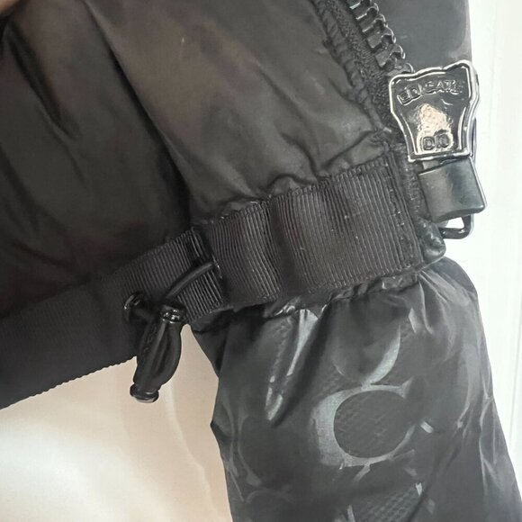 MINT Coach Down Short Puffer Jet Black Glossy Logo Warm Jacket XS - Picture 7 of 16